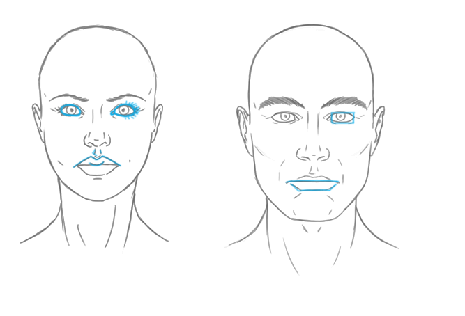 middle face eyes and lips